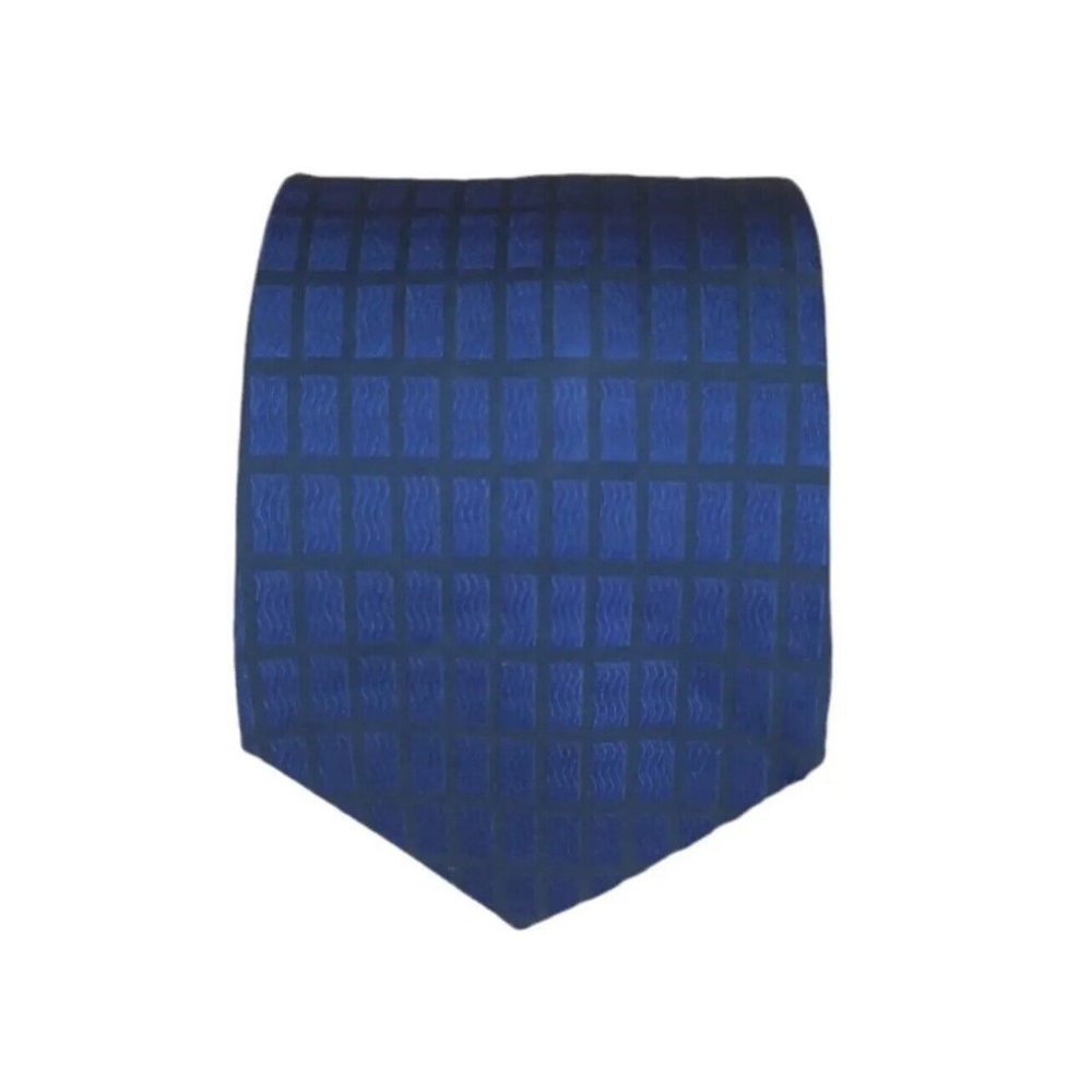 ERVÉ JACQUES Blue Geometric Silk Tie ITALY 59”/ 4” EC